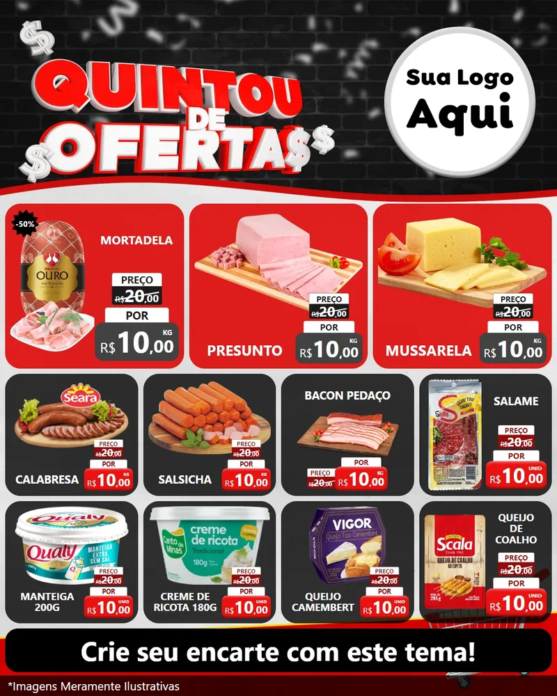 Modelo de Rede Social para Feed Instagram com o tema Quintou de Ofertas para Frios e Laticínios