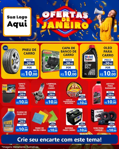 Modelo de Rede Social para Feed Instagram com o tema Ofertas de Janeiro para Auto peças