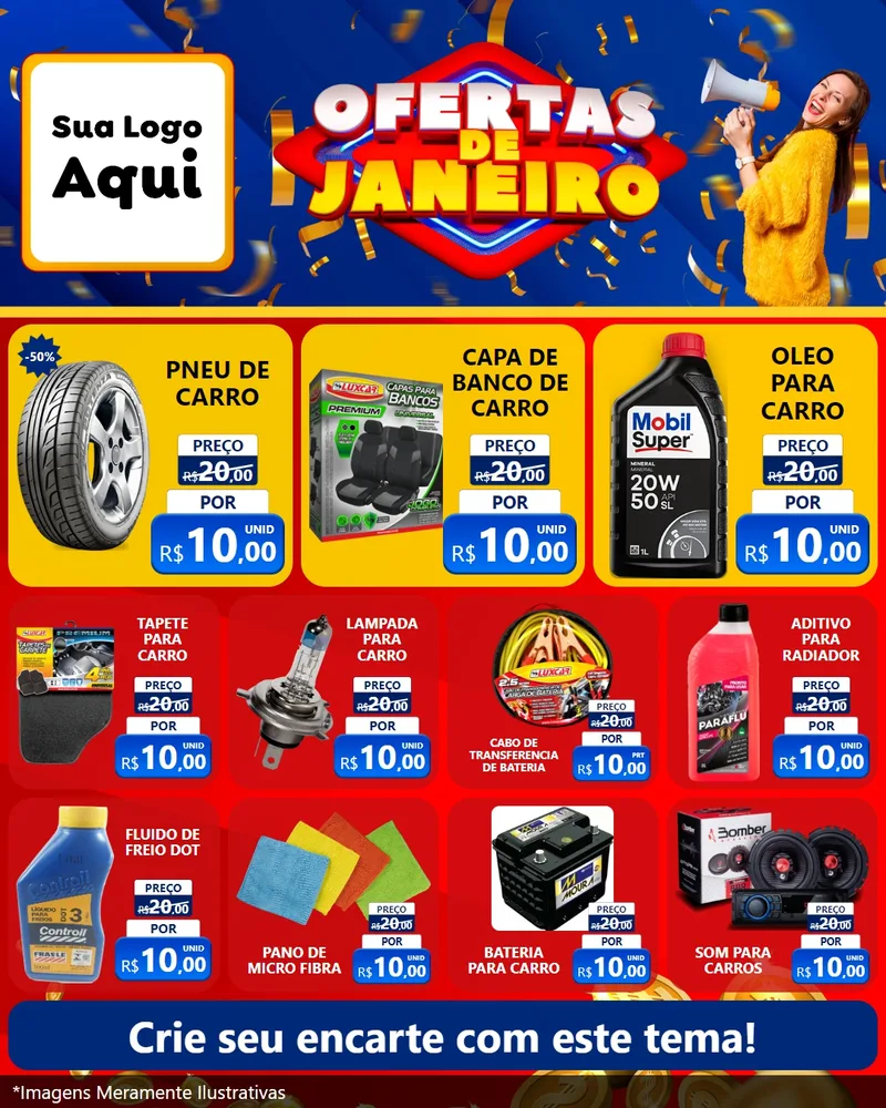 Modelo de Rede Social para Feed Instagram com o tema Ofertas de Janeiro para Auto peças