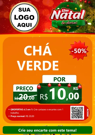 Modelo de Cartaz para Cartaz A4 Vertical com o tema Um Natal de Ofertas para Produtos Naturais