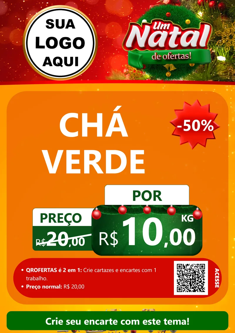 Modelo de Cartaz para Cartaz A4 Vertical com o tema Um Natal de Ofertas para Produtos Naturais