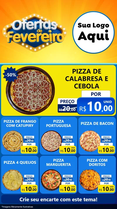 Modelo de Rede Social para Stories com o tema Ofertas de Fevereiro para Pizzaria