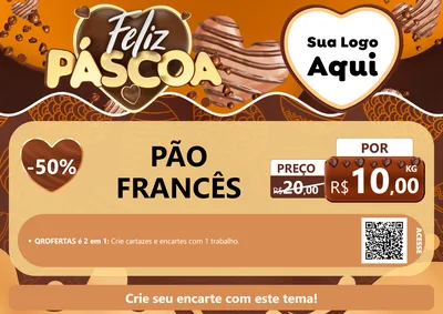 Modelo de Cartaz para Cartaz A4 Horizontal com o tema Feliz Páscoa para Padaria