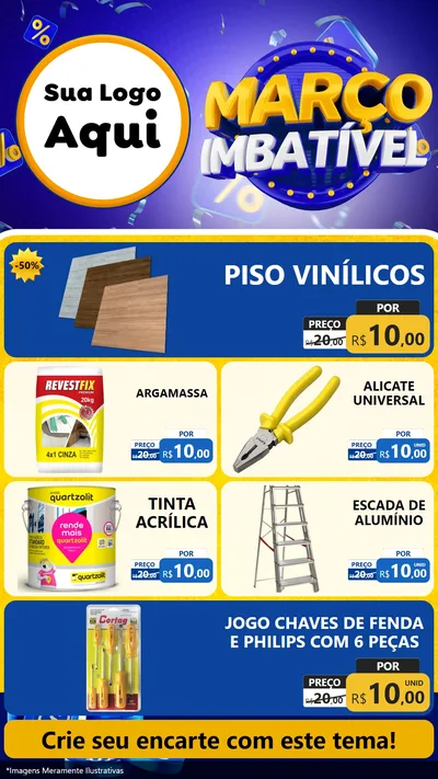 Modelo de TV para TV Vertical com o tema Março Imbatível para Material para Construção