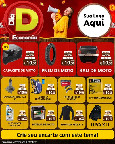 Modelo de Rede Social para Feed Instagram com o tema Dia D Economia para Moto peças