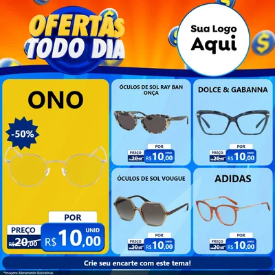 Modelo de Rede Social para Feed Facebook com o tema Ofertas Todo Dia para Óticas