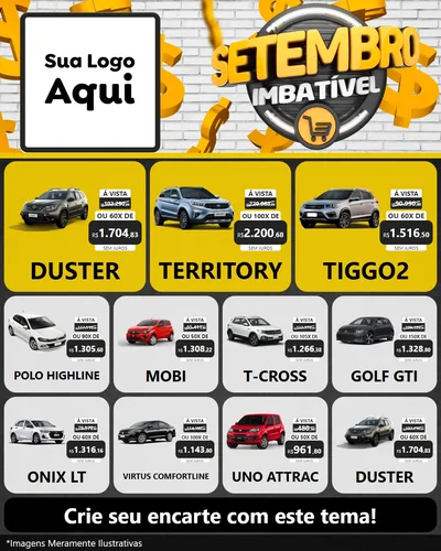 Modelo de Rede Social para Feed Instagram com o tema Setembro Imbatível para Concessionaria de Carros