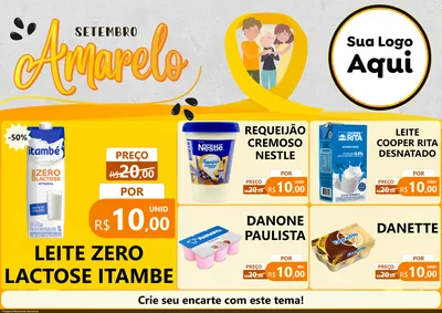 Modelo de Encarte para Encarte A4 Horizontal com o tema Setembro Amarelo para Frios e Laticínios