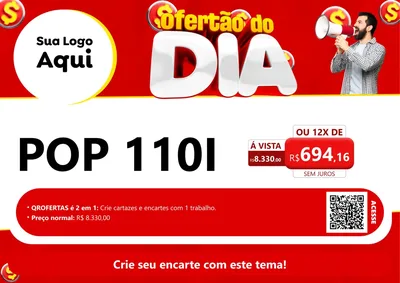 Modelo de Cartaz para Cartaz A4 Horizontal com o tema Ofertão do dia para Concessionaria de Motos