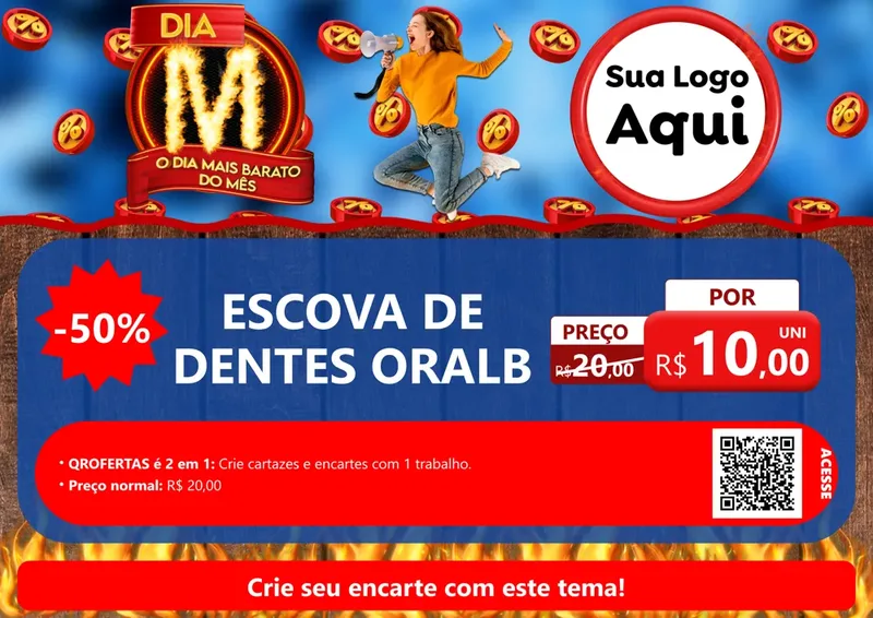 Modelo de Cartaz para Cartaz A4 Horizontal com o tema Dia M - O Dia Mais Barato Do Mês para Higiene Pessoal