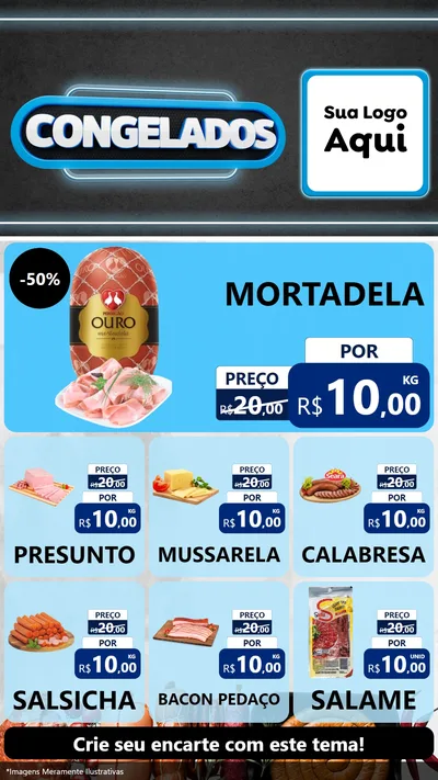 Modelo de Rede Social para Stories com o tema Congelados para Frios e Laticínios