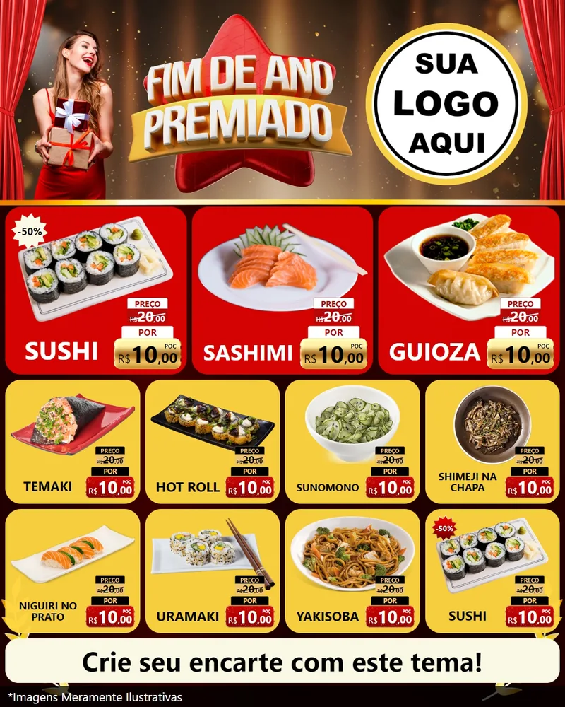 Modelo de Rede Social para Feed Instagram com o tema Fim de Ano Premiado para Comida japonesa