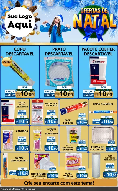 Modelo de Encarte para Encarte Grande com o tema Ofertas de Natal para Embalagens