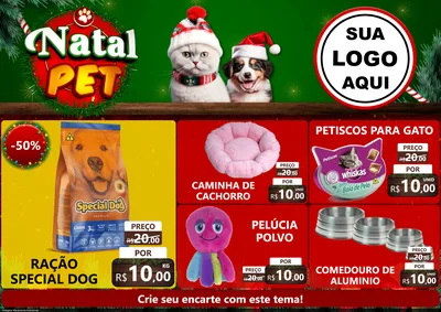 Modelo de Encarte para Encarte A4 Horizontal com o tema Natal Pet para Pet Shop