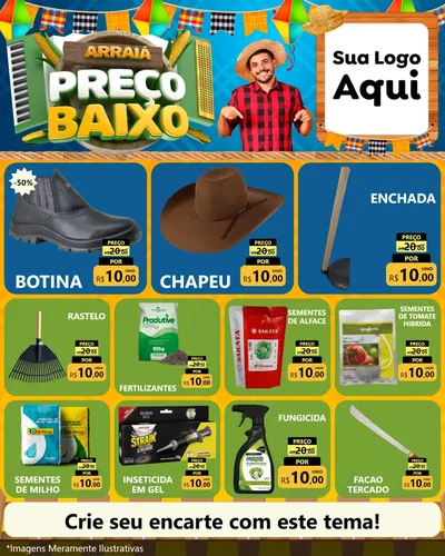 Modelo de Rede Social para Feed Instagram com o tema Arraiá de Preço Baixo - Junina para Agropecuária