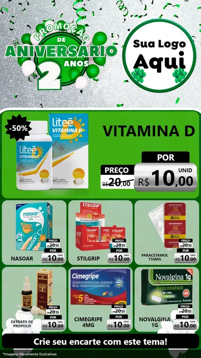 Modelo de Rede Social para Stories com o tema Promoção de Aniversário - 2 Anos para Farmácia