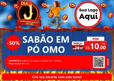 Modelo de Cartaz para Cartaz A4 Horizontal com o tema Dia J - O Dia Mais Barato Do Mês para Produtos de Limpeza
