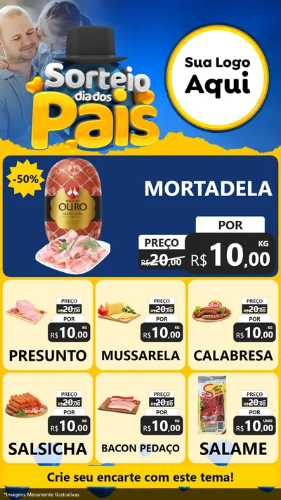 Modelo de Rede Social para Stories com o tema Sorteio Dia Dos Pais para Frios e Laticínios