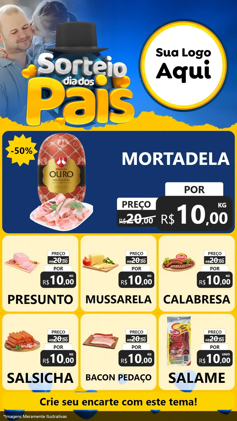 Modelo de Rede Social para Stories com o tema Sorteio Dia Dos Pais para Frios e Laticínios