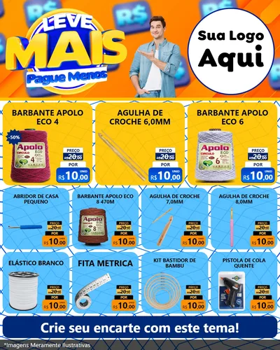 Modelo de Rede Social para Feed Instagram com o tema Leve Mais, Pague Menos para Armarinho e Aviamentos