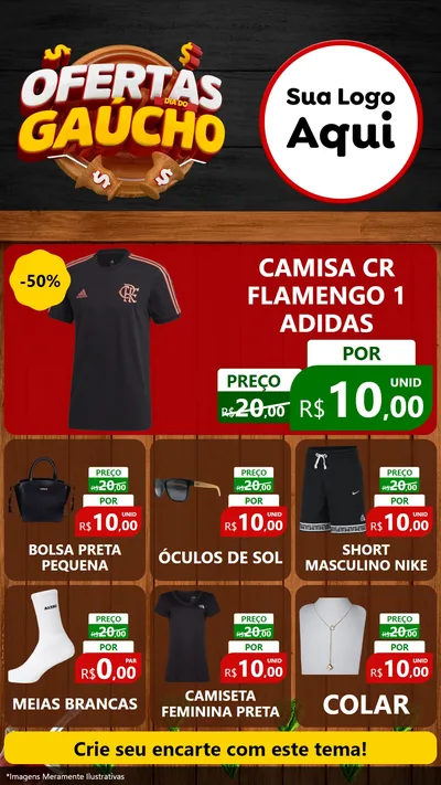 Modelo de Rede Social para Stories com o tema Ofertas Dia do Gaúcho para Roupas e acessórios