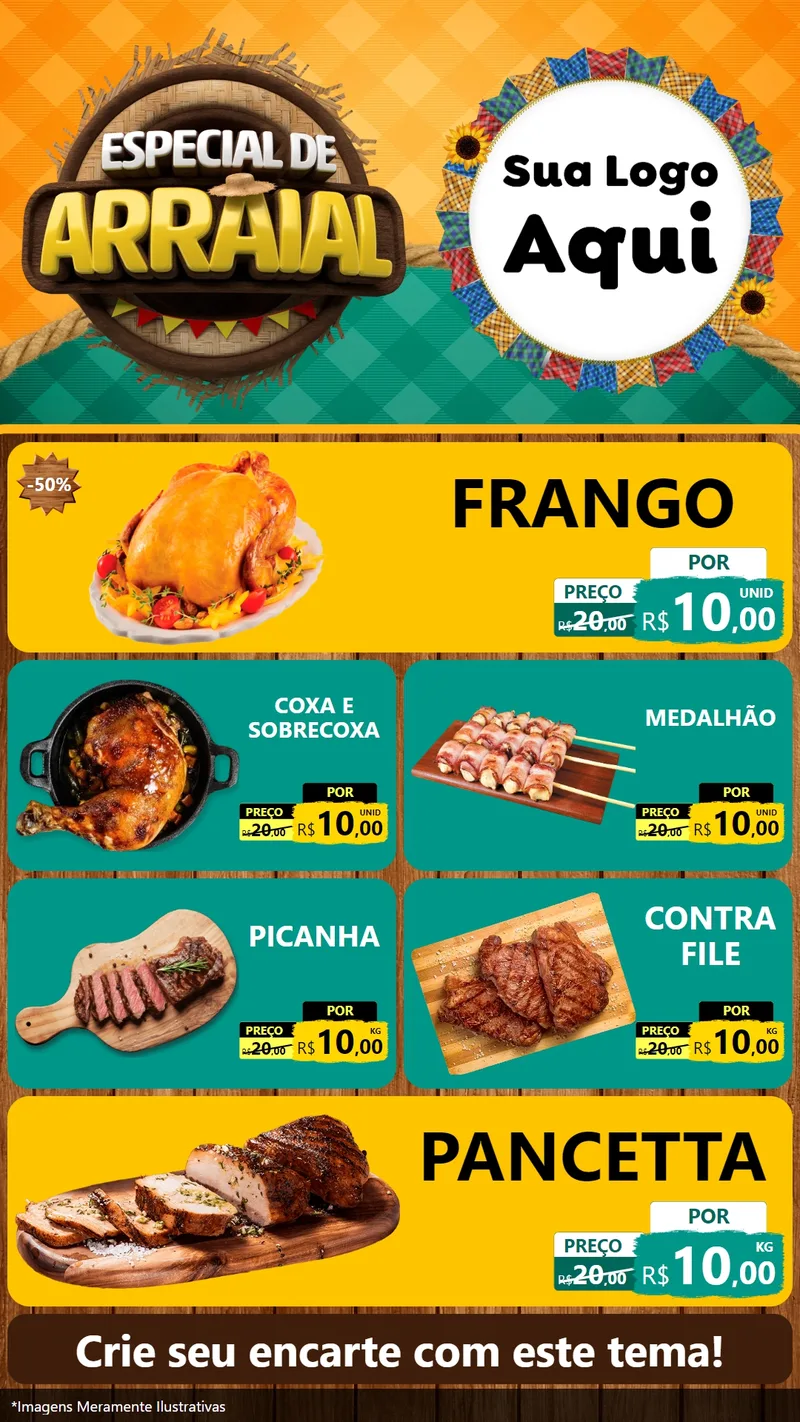 Modelo de TV para TV Vertical com o tema Especial De Arraial para Assados