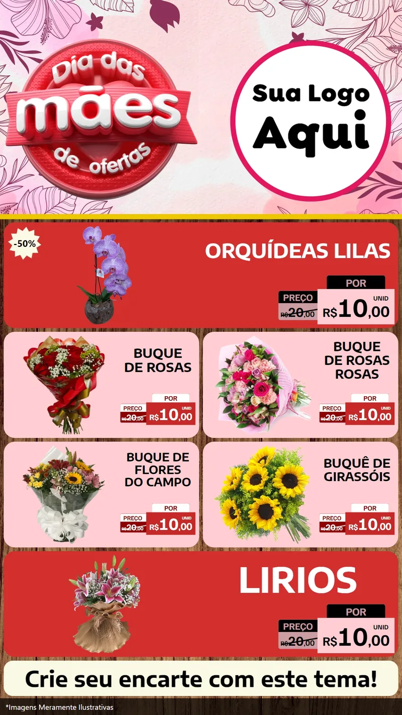 Modelo de TV para TV Vertical com o tema Dia Das Mães De Ofertas para Floricultura e jardim