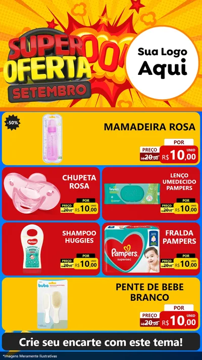 Modelo de TV para TV Vertical com o tema Super Oferta Setembro para Bebês