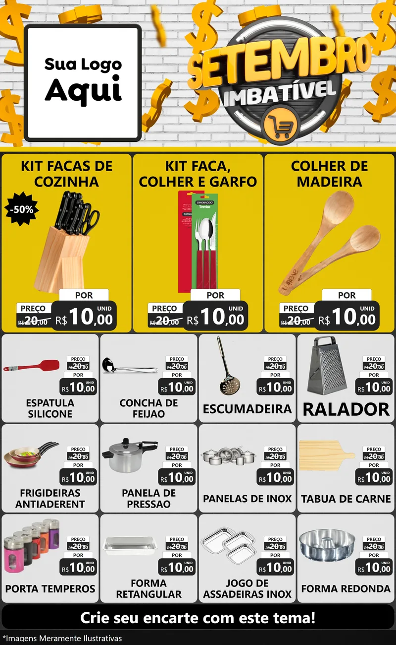 Modelo de Encarte para Encarte Grande com o tema Setembro Imbatível para Utilidades Domésticas