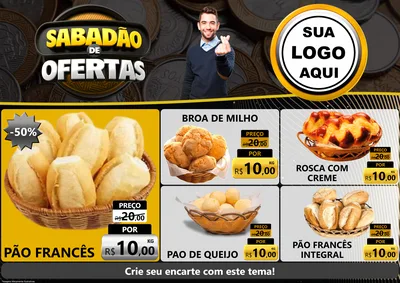 Modelo de Encarte para Encarte A4 Horizontal com o tema Sabadão de Ofertas para Padaria