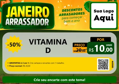 Modelo de Cartaz para Cartaz A4 Horizontal com o tema Janeiro Arrasador para Farmácia