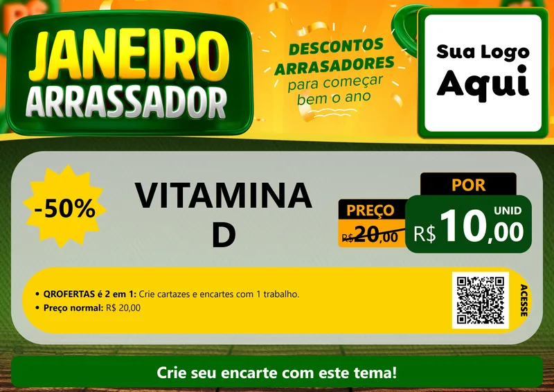Modelo de Cartaz para Cartaz A4 Horizontal com o tema Janeiro Arrasador para Farmácia