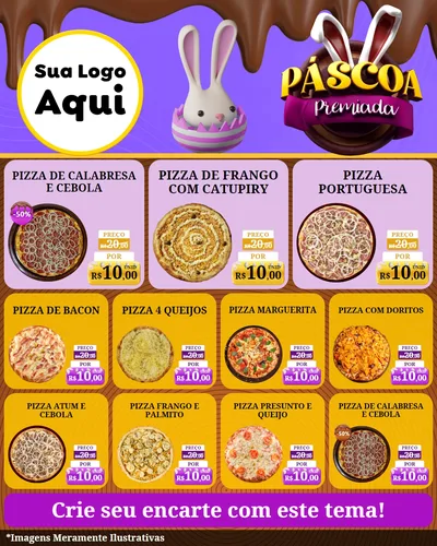 Modelo de Rede Social para Feed Instagram com o tema Páscoa Premiada para Pizzaria