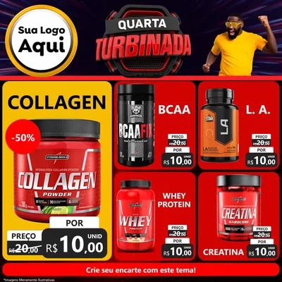 Modelo de Rede Social para Feed Facebook com o tema Quarta Turbinada para Suplementos alimentares