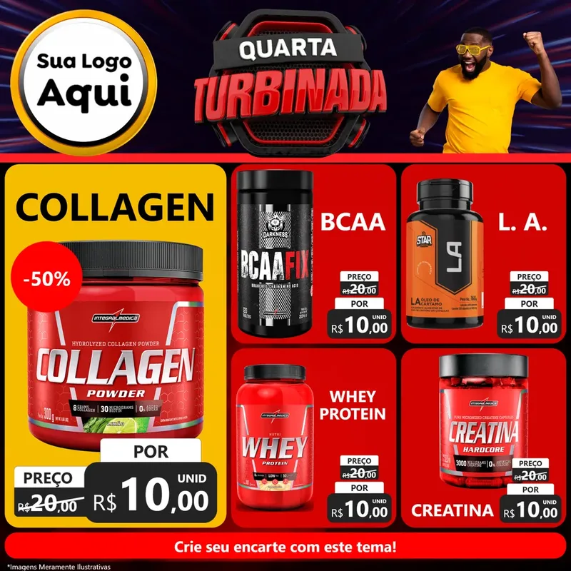 Modelo de Rede Social para Feed Facebook com o tema Quarta Turbinada para Suplementos alimentares