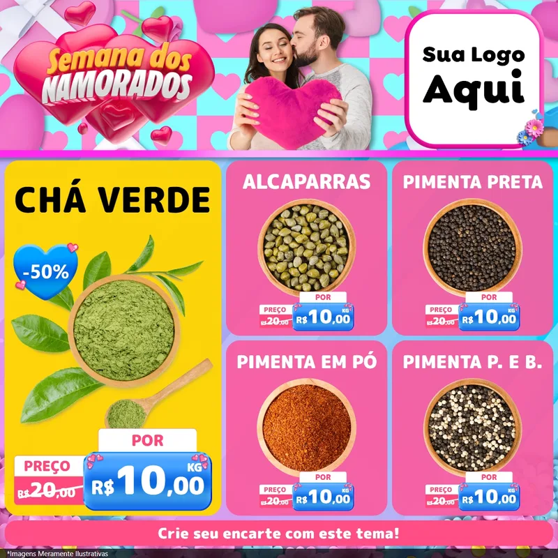 Modelo de Rede Social para Feed Facebook com o tema Semana dos Namorados para Produtos Naturais