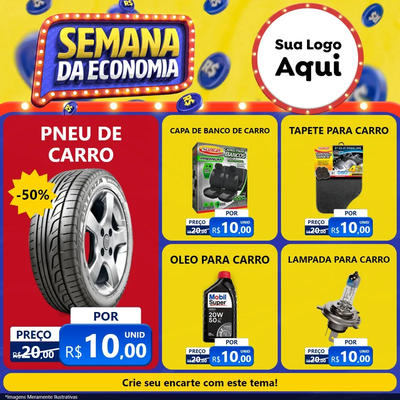 Modelo de Rede Social para Feed Facebook com o tema Semana da Economia para Auto peças