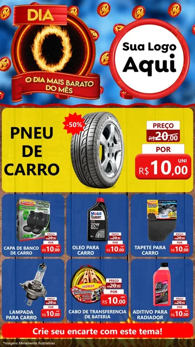 Modelo de Rede Social para Stories com o tema Dia O - O Dia Mais Barato Do Mês para Auto peças