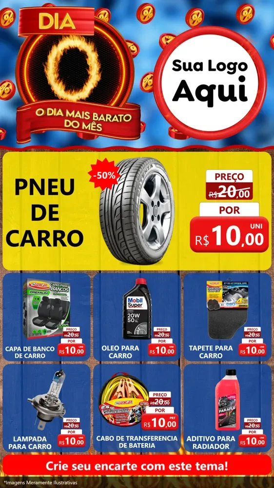 Modelo de Rede Social para Stories com o tema Dia O - O Dia Mais Barato Do Mês para Auto peças