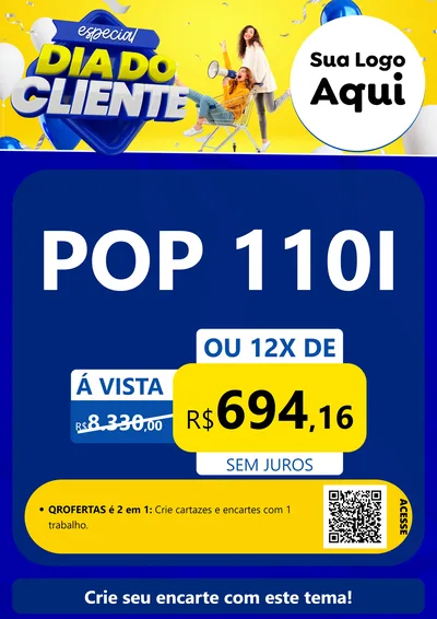 Modelo de Cartaz para Cartaz A4 Vertical com o tema Especial Dia do Cliente para Concessionaria de Motos