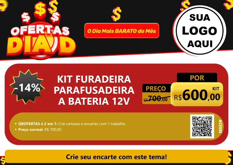 Modelo de Cartaz para Cartaz A4 Horizontal com o tema Ofertas Dia D para Maquinas e Ferramentas