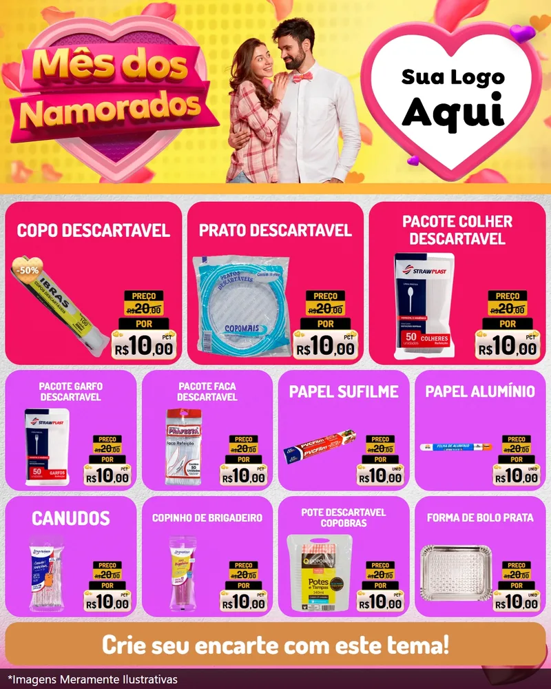 Modelo de Rede Social para Feed Instagram com o tema Mês dos Namorados para Embalagens