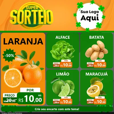 Modelo de Rede Social para Feed Facebook com o tema Super Sorteio para Hortifrúti