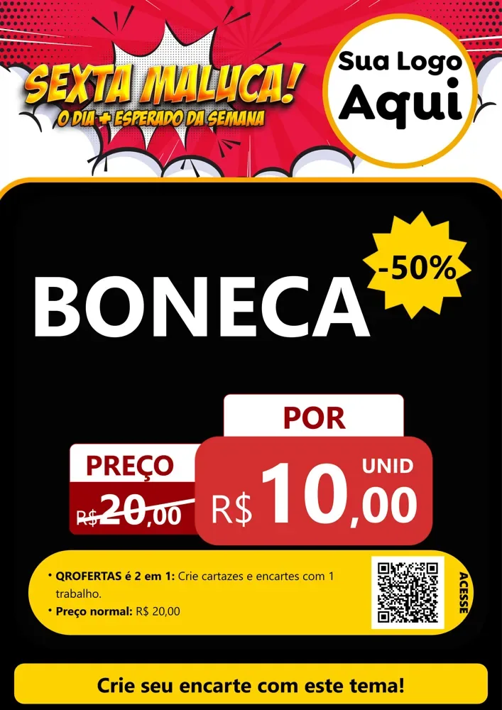 Modelo de Cartaz para Cartaz A4 Vertical com o tema Sexta Maluca! para Brinquedos