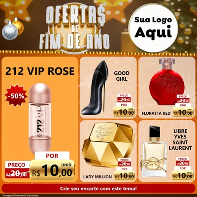 Modelo de Rede Social para Feed Facebook com o tema Ofertas de Fim de Ano para Perfumes