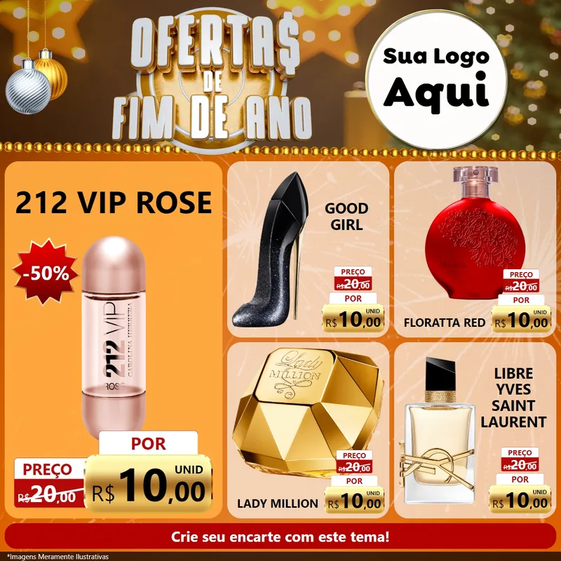 Modelo de Rede Social para Feed Facebook com o tema Ofertas de Fim de Ano para Perfumes