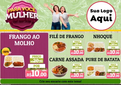 Modelo de Encarte para Encarte A4 Horizontal com o tema Para Você Mulher para Restaurante
