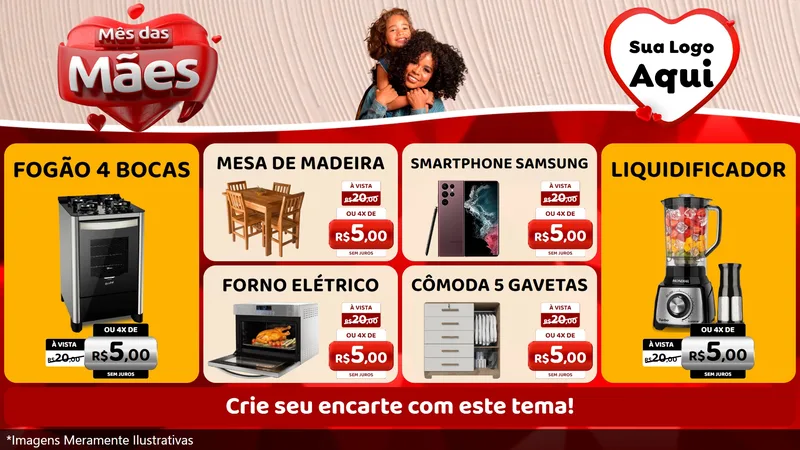 Modelo de TV para TV Horizontal com o tema Mês das Mães para Móveis e Eletro