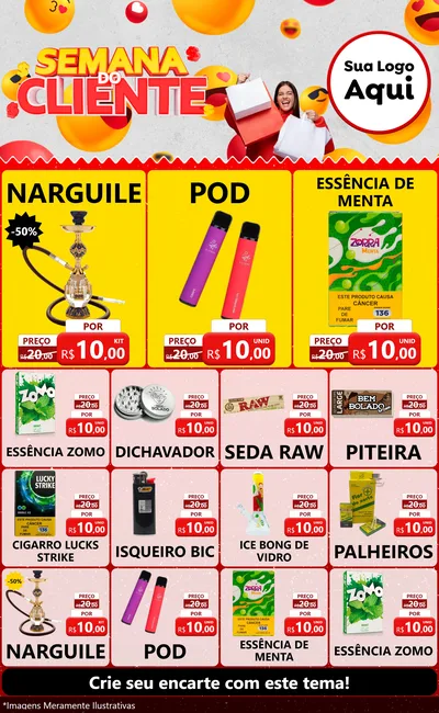 Modelo de Encarte para Encarte Grande com o tema Semana do Cliente para Tabacaria