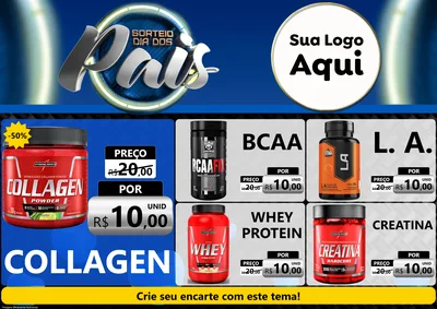 Modelo de Encarte para Encarte A4 Horizontal com o tema Sorteio Dia Dos Pais para Suplementos alimentares